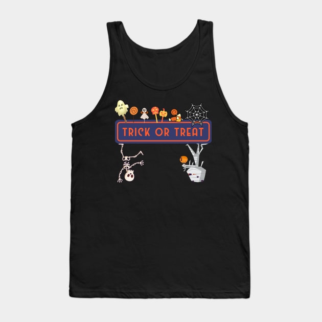 Trick or Treat - Kids Design - Spooky Halloween Tank Top by 3dozecreations